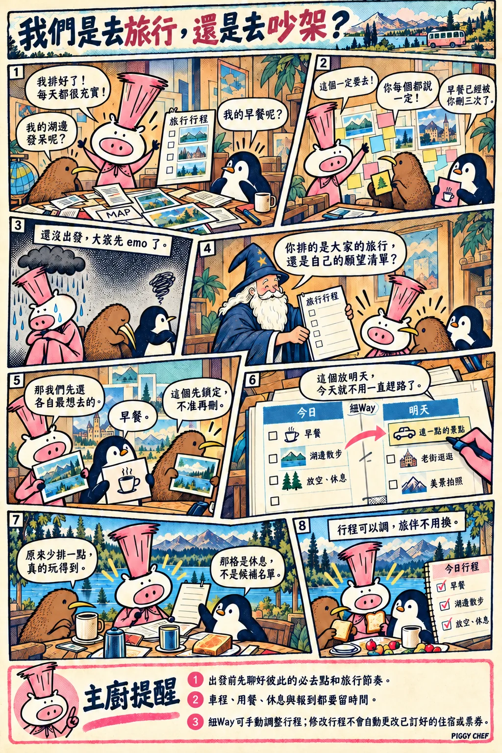 我們是去旅行,還是去吵架?完整漫畫;主廚提醒在圖片下方