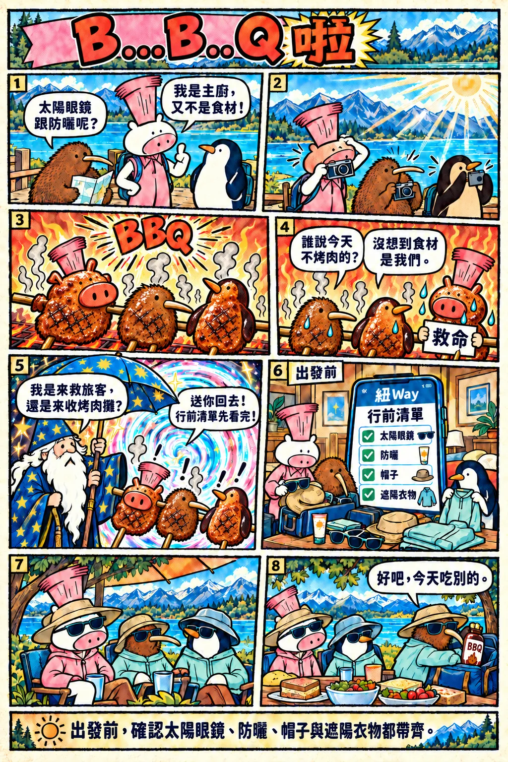 B…B…Q 啦完整漫畫;主廚提醒在圖片下方